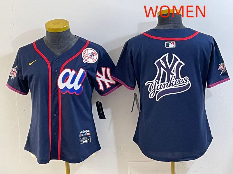 Women 2025 New York Yankees Blank Drak Blue All star Nike MLB Jersey style 011